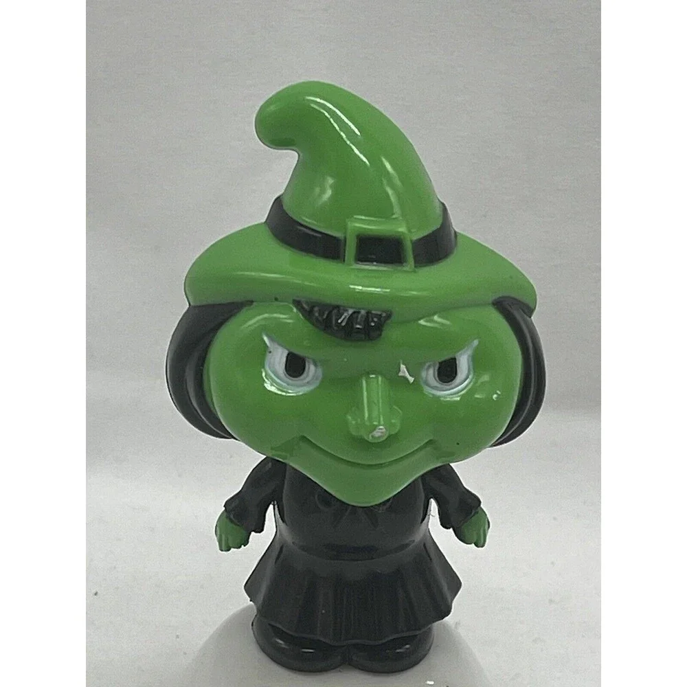 Solar Powered Halloween Dancing Green Witch Bobblehead Black Dress Green Hat